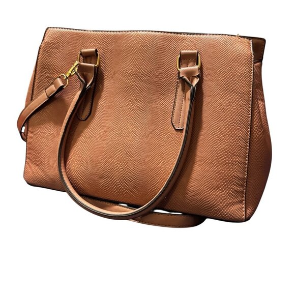 Adrienne Vittadini Tan Front-Lock Leather Shoulder Bag / Crossbody – Large - Picture 7 of 7